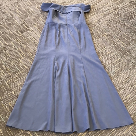 DESSY COLLECTION Silver Stone Blue off shoulder full length dress Size 16 NWT - Picture 14 of 15